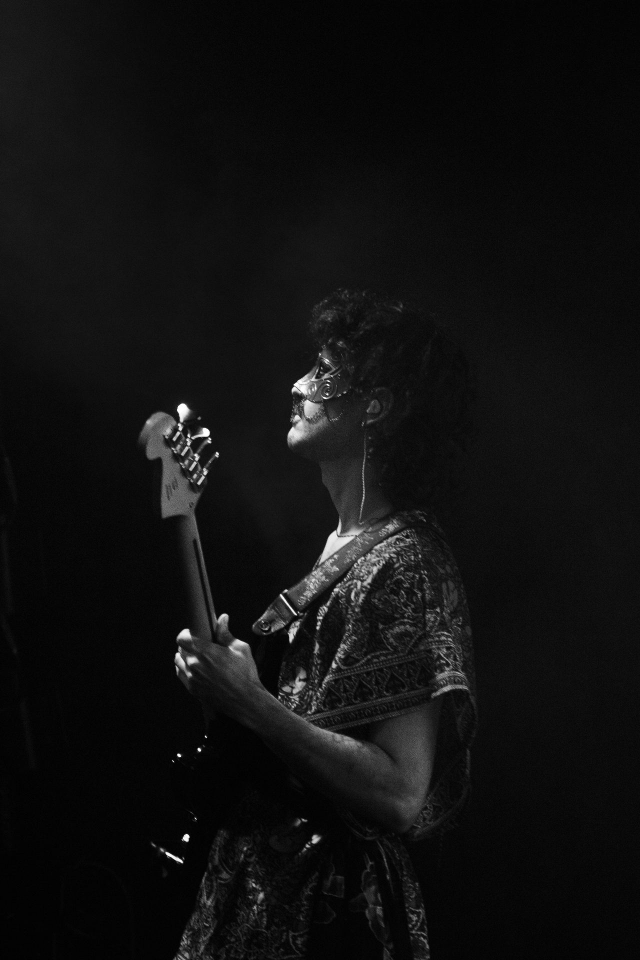Bassist profile black and white